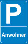 Preview: Parkplatzschild Blau P Anwohner